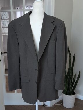 Vintage Bill Blass Men's Gray Blazer - Tailored Two-Button Jacket Size Large 42